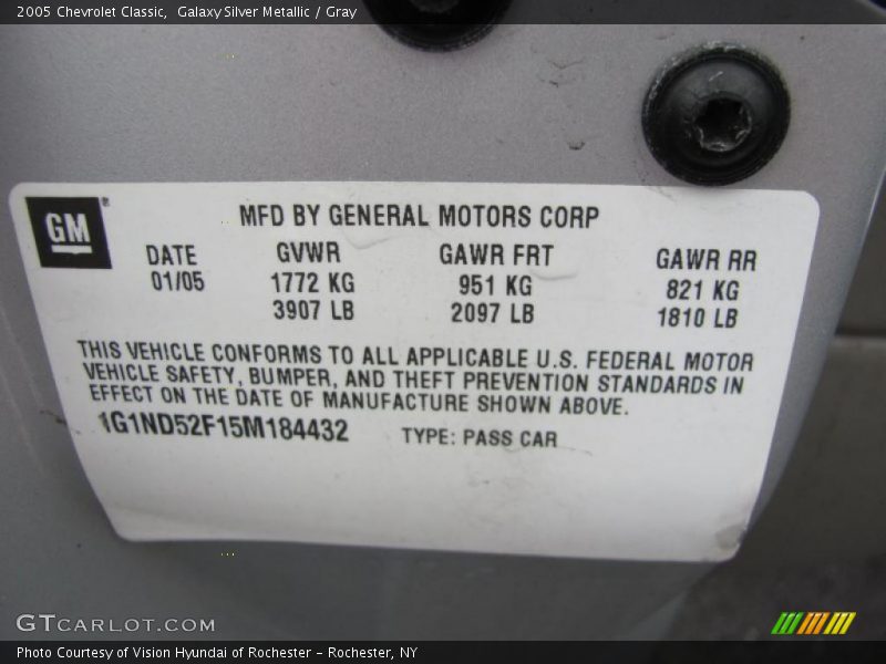 Galaxy Silver Metallic / Gray 2005 Chevrolet Classic
