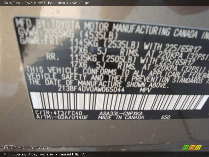 Pyrite Metallic / Sand Beige 2010 Toyota RAV4 I4 4WD
