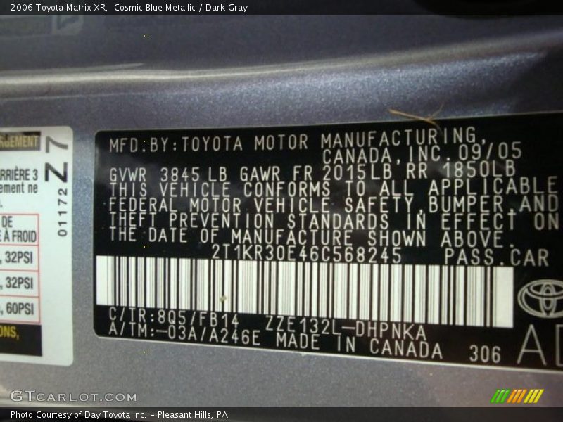 Cosmic Blue Metallic / Dark Gray 2006 Toyota Matrix XR