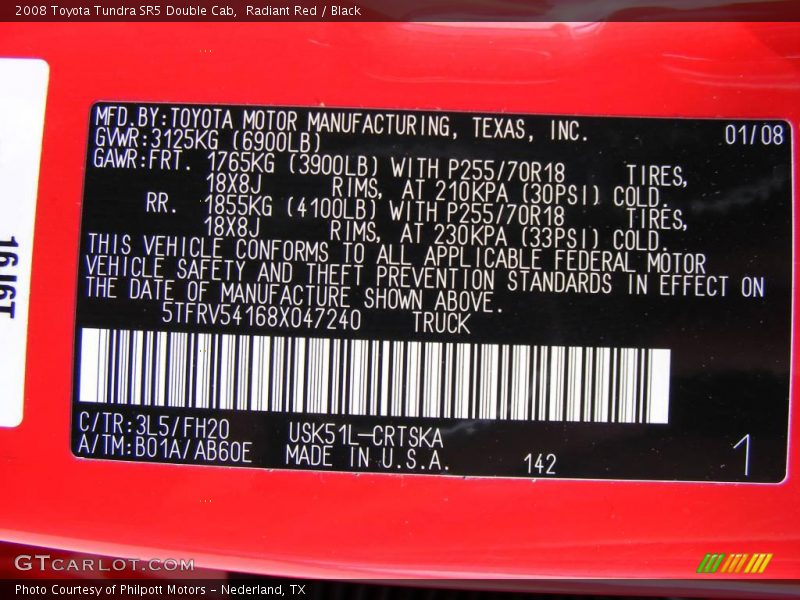 Radiant Red / Black 2008 Toyota Tundra SR5 Double Cab