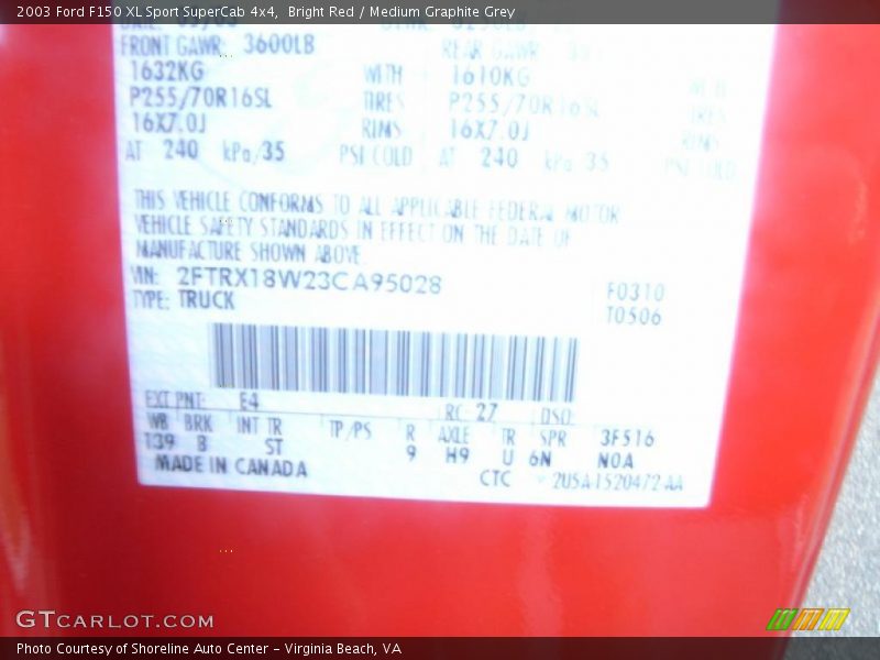 Bright Red / Medium Graphite Grey 2003 Ford F150 XL Sport SuperCab 4x4