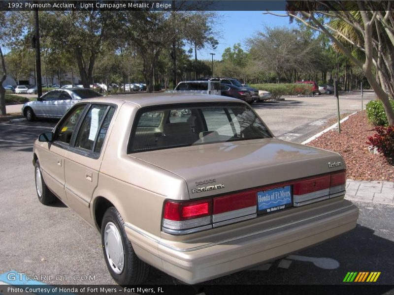 Light Campagne Metallic / Beige 1992 Plymouth Acclaim