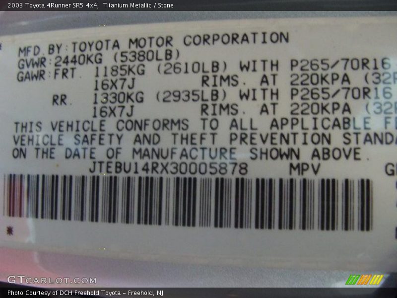 Titanium Metallic / Stone 2003 Toyota 4Runner SR5 4x4