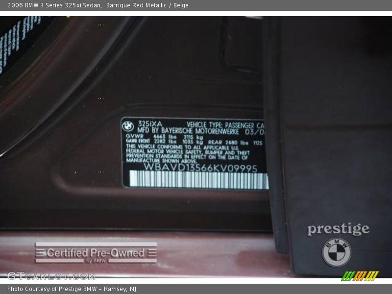 Barrique Red Metallic / Beige 2006 BMW 3 Series 325xi Sedan