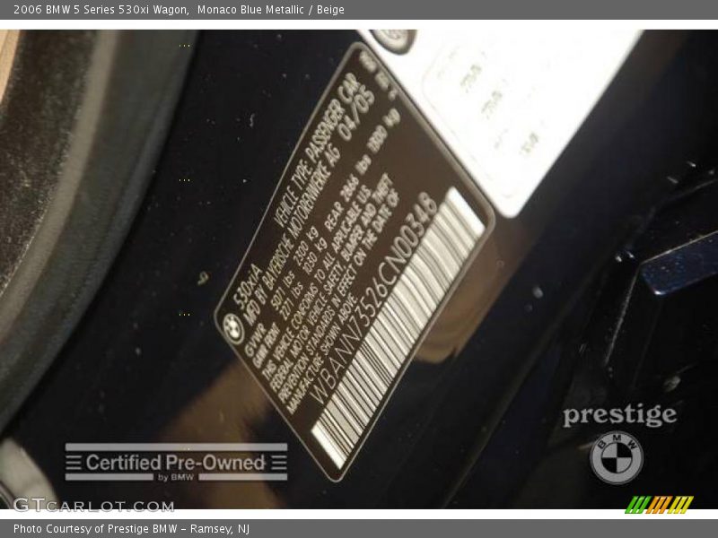 Monaco Blue Metallic / Beige 2006 BMW 5 Series 530xi Wagon