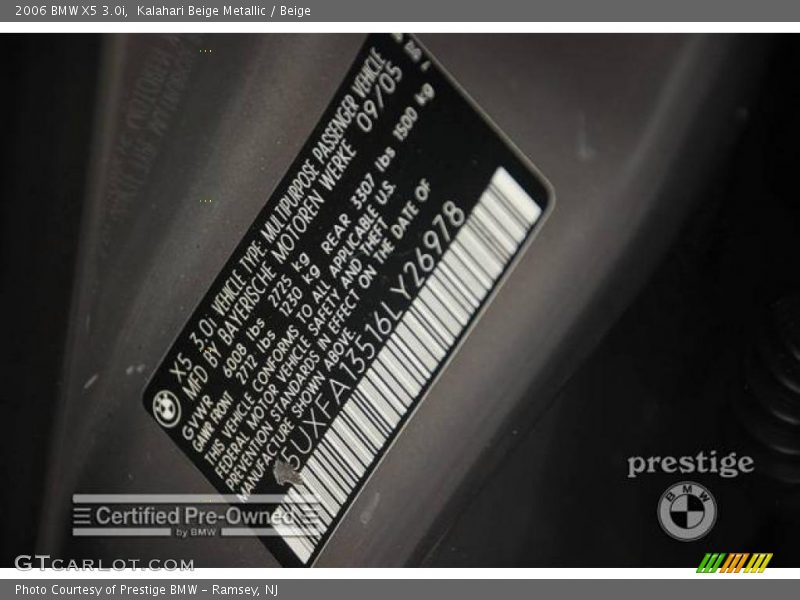 Kalahari Beige Metallic / Beige 2006 BMW X5 3.0i