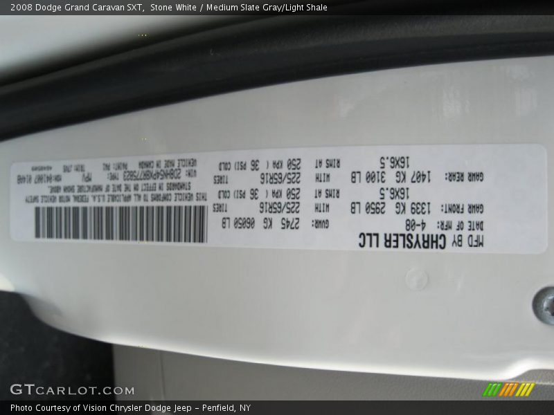 Stone White / Medium Slate Gray/Light Shale 2008 Dodge Grand Caravan SXT