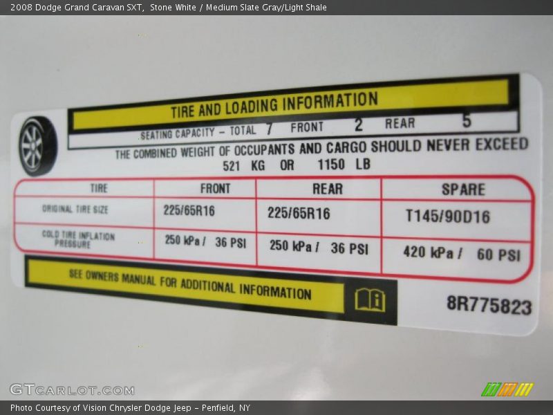 Stone White / Medium Slate Gray/Light Shale 2008 Dodge Grand Caravan SXT