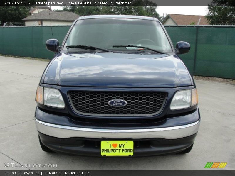 True Blue Metallic / Medium Parchment 2002 Ford F150 Lariat SuperCrew