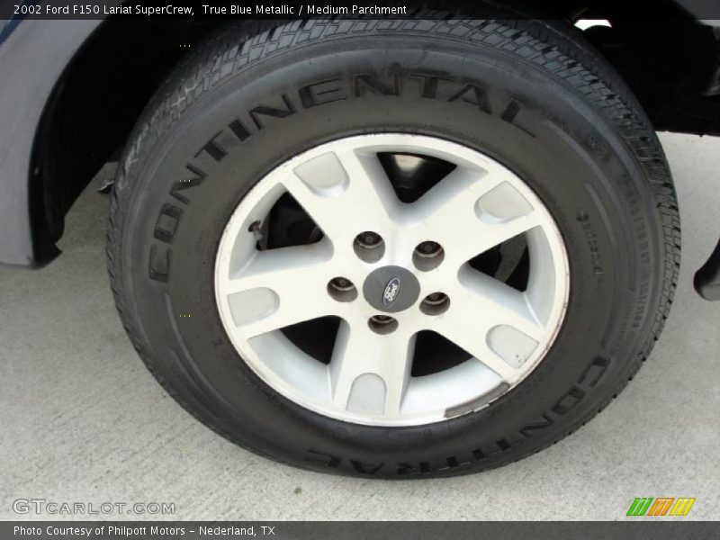 True Blue Metallic / Medium Parchment 2002 Ford F150 Lariat SuperCrew