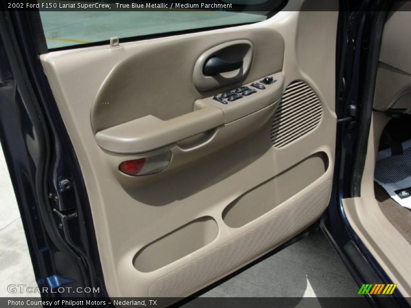 True Blue Metallic / Medium Parchment 2002 Ford F150 Lariat SuperCrew
