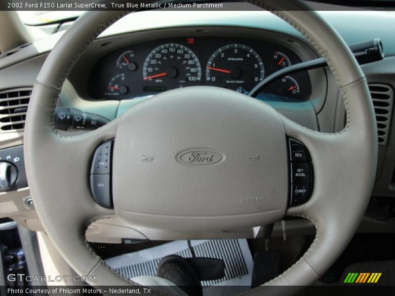 True Blue Metallic / Medium Parchment 2002 Ford F150 Lariat SuperCrew