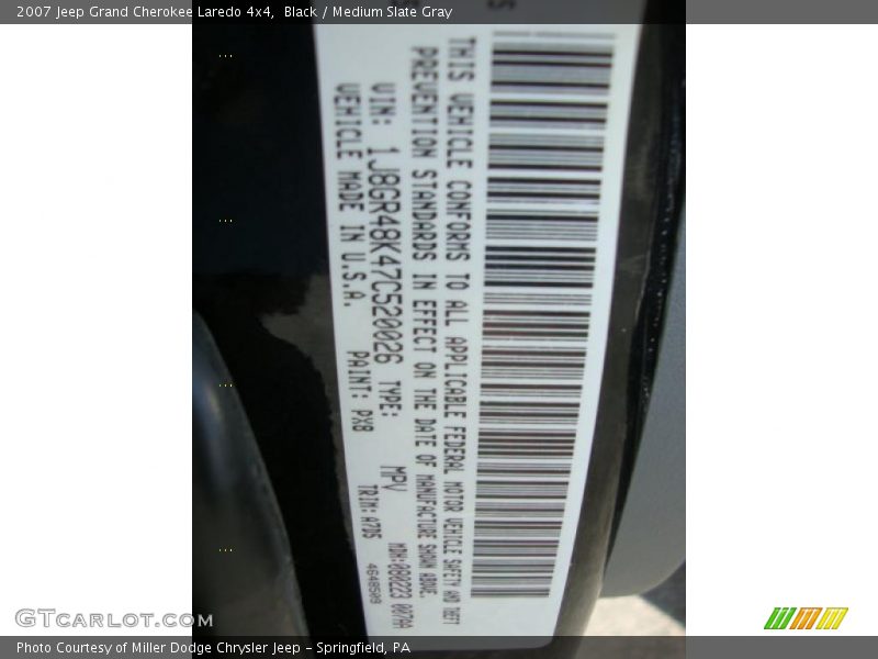 Black / Medium Slate Gray 2007 Jeep Grand Cherokee Laredo 4x4