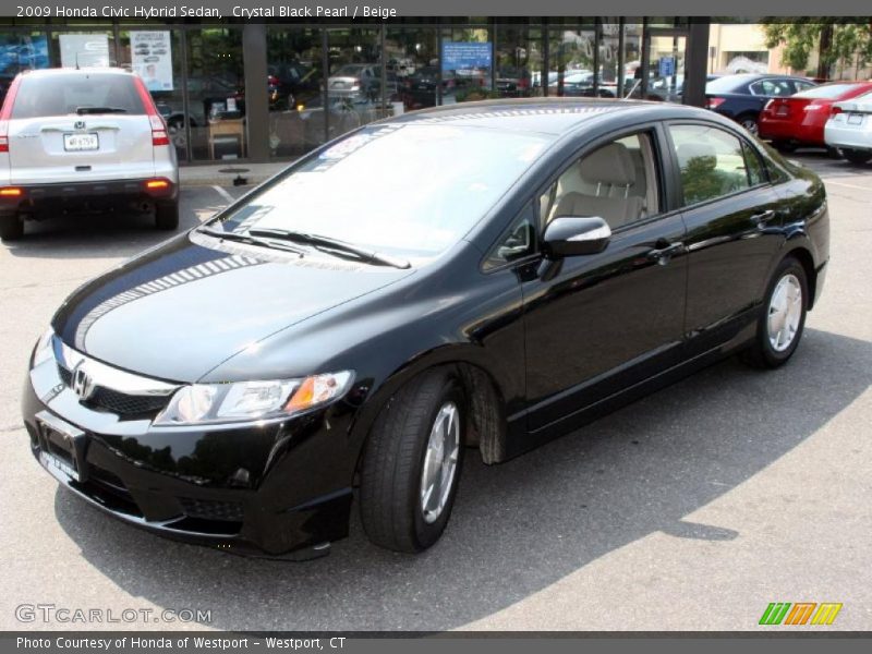Crystal Black Pearl / Beige 2009 Honda Civic Hybrid Sedan