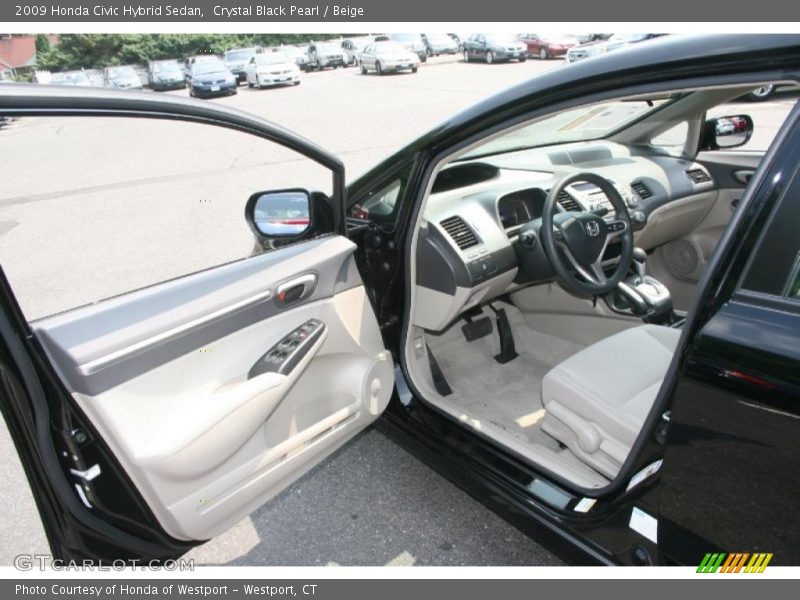 Crystal Black Pearl / Beige 2009 Honda Civic Hybrid Sedan