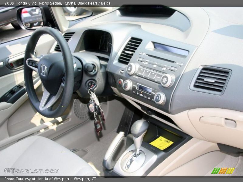 Crystal Black Pearl / Beige 2009 Honda Civic Hybrid Sedan