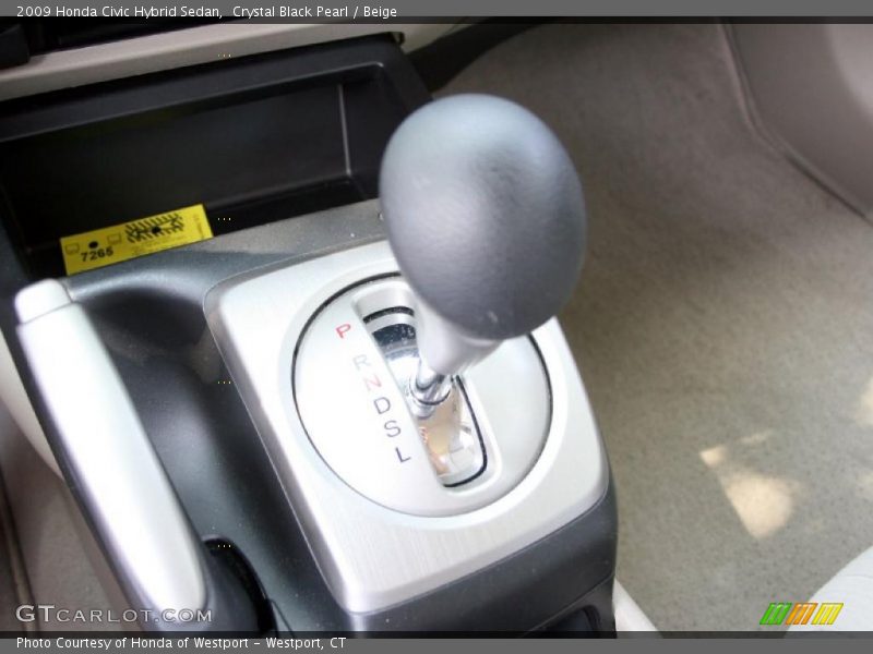 Crystal Black Pearl / Beige 2009 Honda Civic Hybrid Sedan