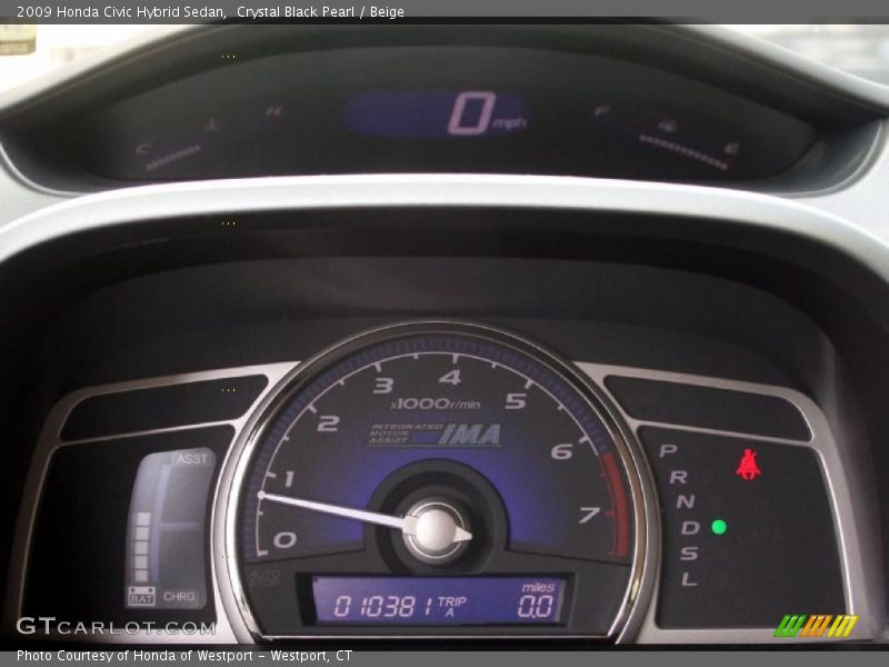 Crystal Black Pearl / Beige 2009 Honda Civic Hybrid Sedan