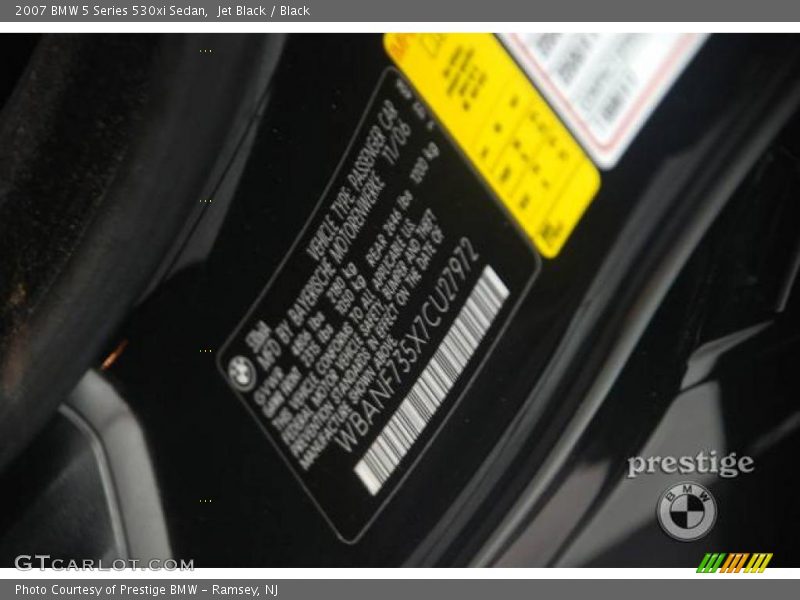 Jet Black / Black 2007 BMW 5 Series 530xi Sedan