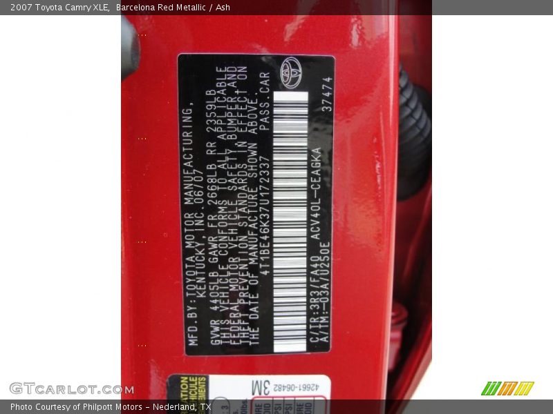 Barcelona Red Metallic / Ash 2007 Toyota Camry XLE