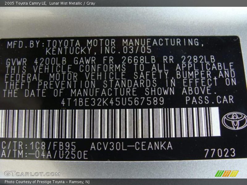 Lunar Mist Metallic / Gray 2005 Toyota Camry LE