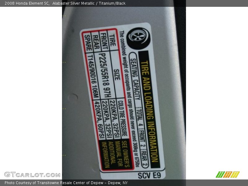 Alabaster Silver Metallic / Titanium/Black 2008 Honda Element SC