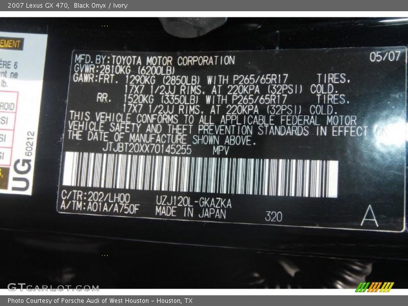 Black Onyx / Ivory 2007 Lexus GX 470