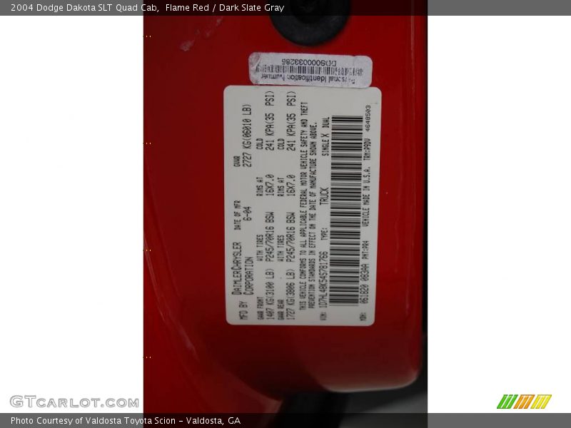 Flame Red / Dark Slate Gray 2004 Dodge Dakota SLT Quad Cab
