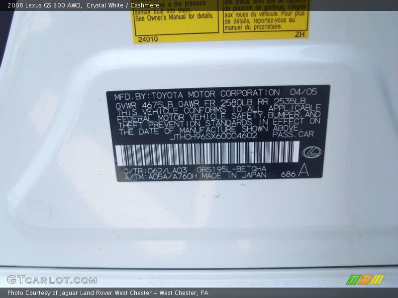 Crystal White / Cashmere 2006 Lexus GS 300 AWD