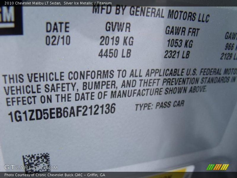 Silver Ice Metallic / Titanium 2010 Chevrolet Malibu LT Sedan