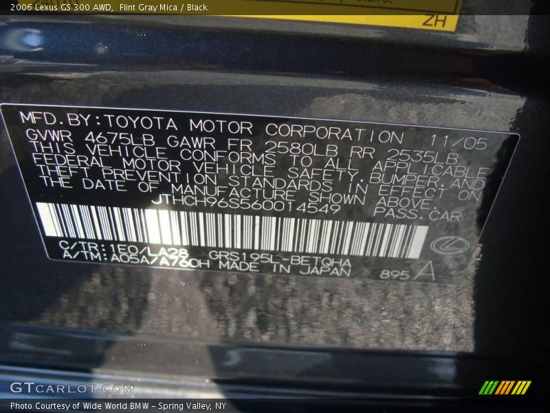 Flint Gray Mica / Black 2006 Lexus GS 300 AWD
