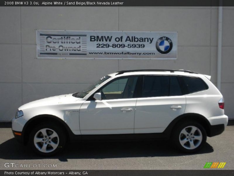Alpine White / Sand Beige/Black Nevada Leather 2008 BMW X3 3.0si