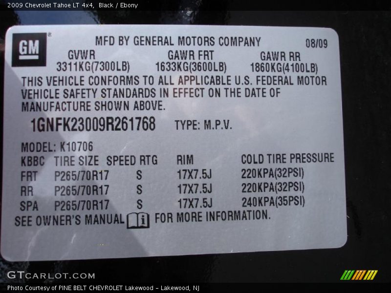 Black / Ebony 2009 Chevrolet Tahoe LT 4x4