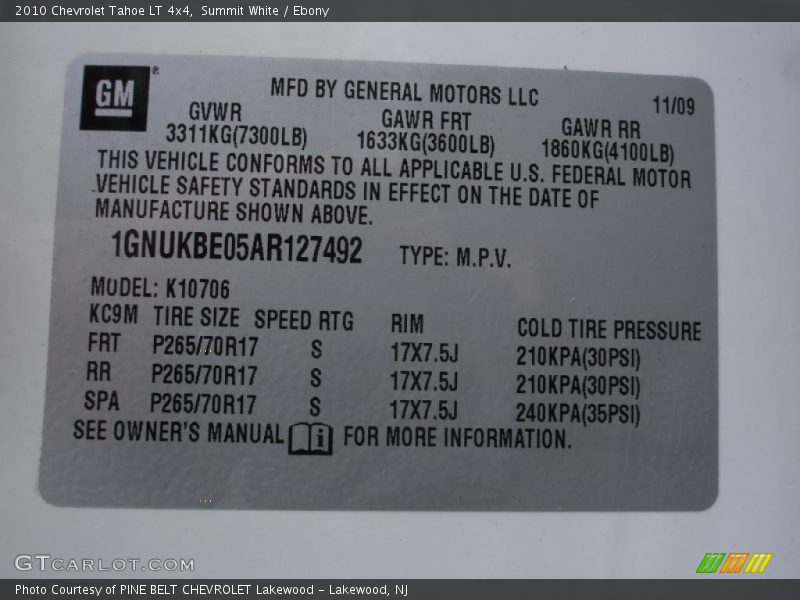 Summit White / Ebony 2010 Chevrolet Tahoe LT 4x4