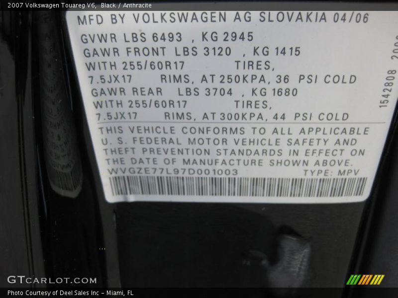 Black / Anthracite 2007 Volkswagen Touareg V6