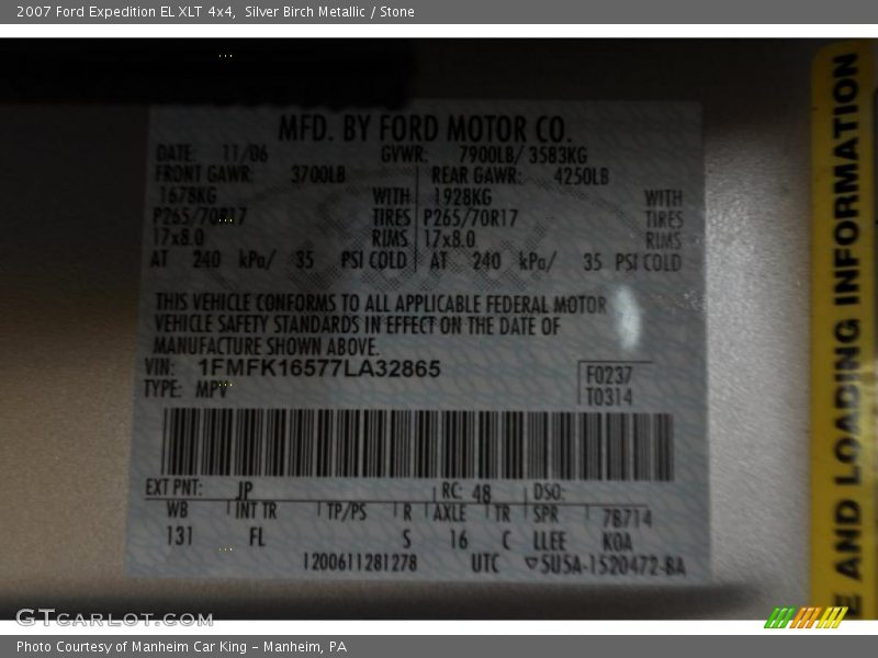 Silver Birch Metallic / Stone 2007 Ford Expedition EL XLT 4x4