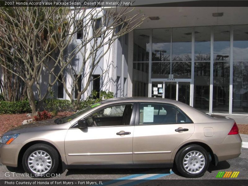 Desert Mist Metallic / Ivory 2007 Honda Accord Value Package Sedan