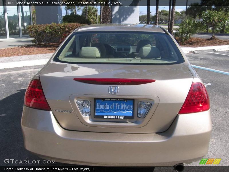 Desert Mist Metallic / Ivory 2007 Honda Accord Value Package Sedan