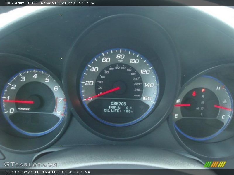 Alabaster Silver Metallic / Taupe 2007 Acura TL 3.2