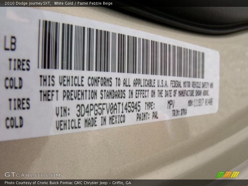 White Gold / Pastel Pebble Beige 2010 Dodge Journey SXT