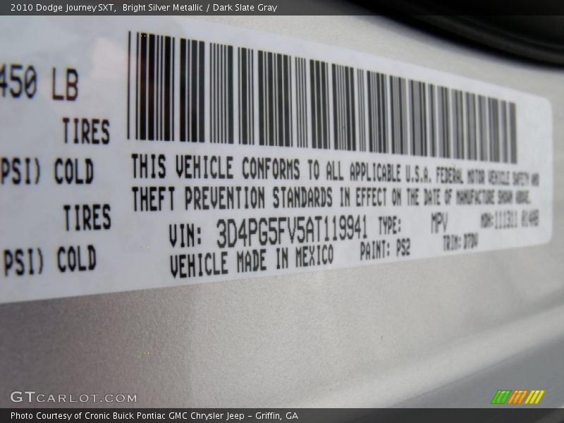 Bright Silver Metallic / Dark Slate Gray 2010 Dodge Journey SXT