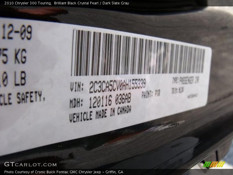 Brilliant Black Crystal Pearl / Dark Slate Gray 2010 Chrysler 300 Touring