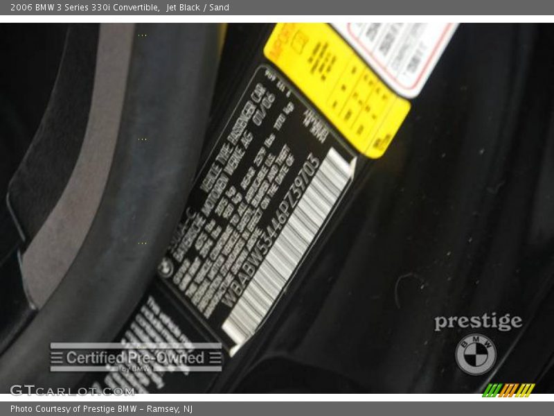 Jet Black / Sand 2006 BMW 3 Series 330i Convertible