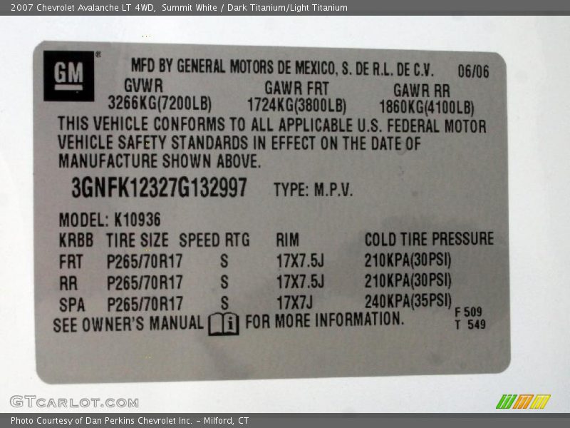 Summit White / Dark Titanium/Light Titanium 2007 Chevrolet Avalanche LT 4WD