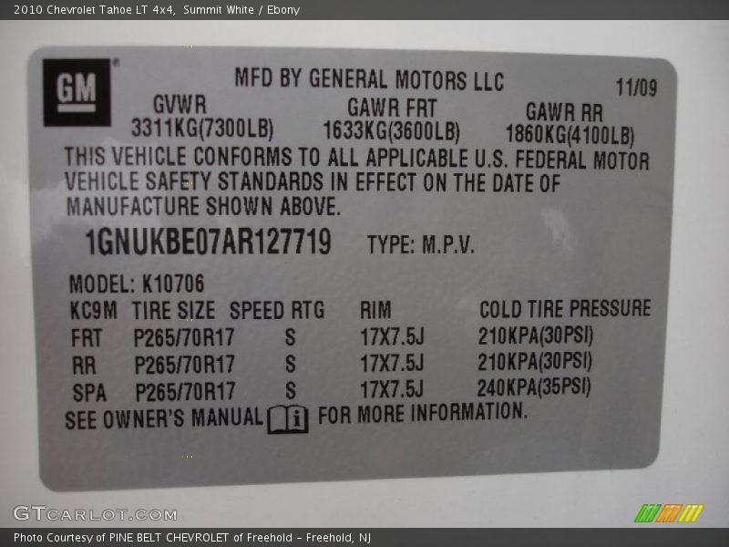 Summit White / Ebony 2010 Chevrolet Tahoe LT 4x4
