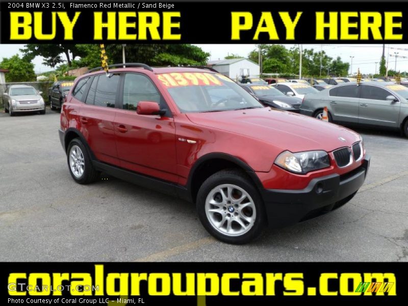 Flamenco Red Metallic / Sand Beige 2004 BMW X3 2.5i