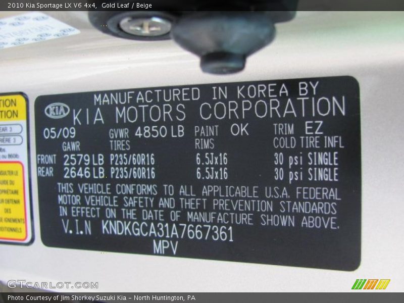 Gold Leaf / Beige 2010 Kia Sportage LX V6 4x4