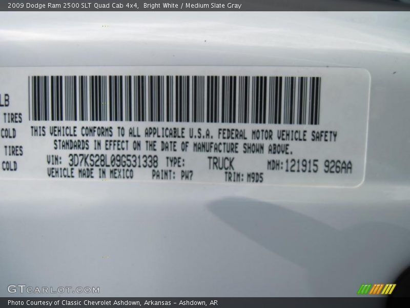 Bright White / Medium Slate Gray 2009 Dodge Ram 2500 SLT Quad Cab 4x4
