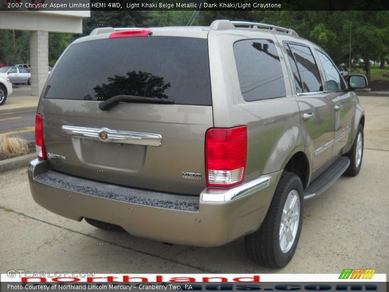 Light Khaki Beige Metallic / Dark Khaki/Light Graystone 2007 Chrysler Aspen Limited HEMI 4WD