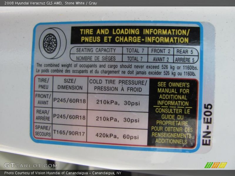 Stone White / Gray 2008 Hyundai Veracruz GLS AWD